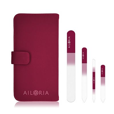 Thumbnail - AILORIA Contour Glasnagelfeilen-Set im Etui mit Spiegel, 4 tlg.