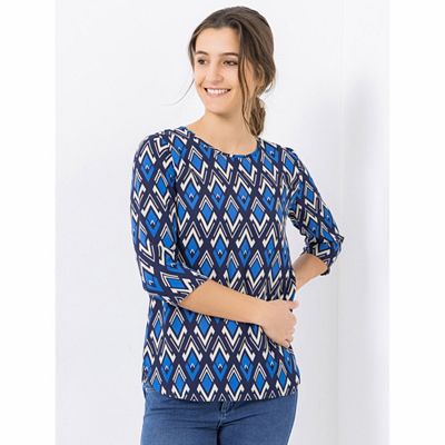 ANNI FOR FRIENDS Bluse Alexandra 3/4 Arm Rundhalsausschnitt figurumspielend