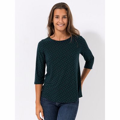 KIM & CO. Shirt, 3/4-Arm Brushed Venechia Rundhalsausschnitt figurumspielend