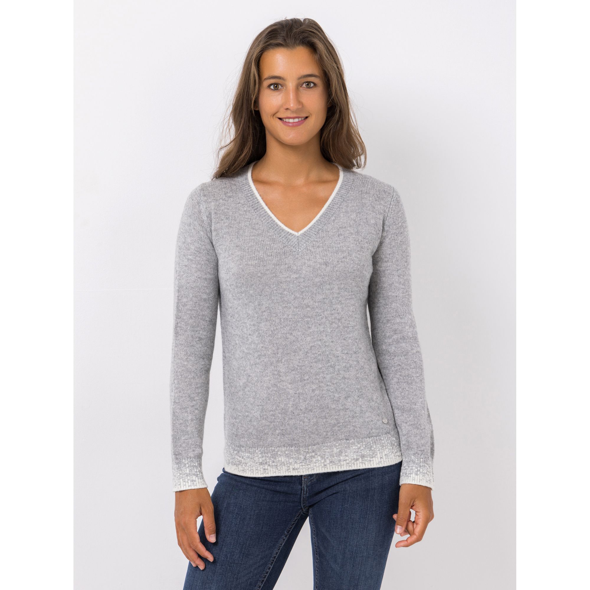 EVA LUTZ Pullover V-Ausschnitt Kaschmir-Anteil figurumspielend