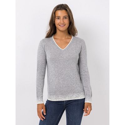 EVA LUTZ Pullover V-Ausschnitt Kaschmir-Anteil figurumspielend