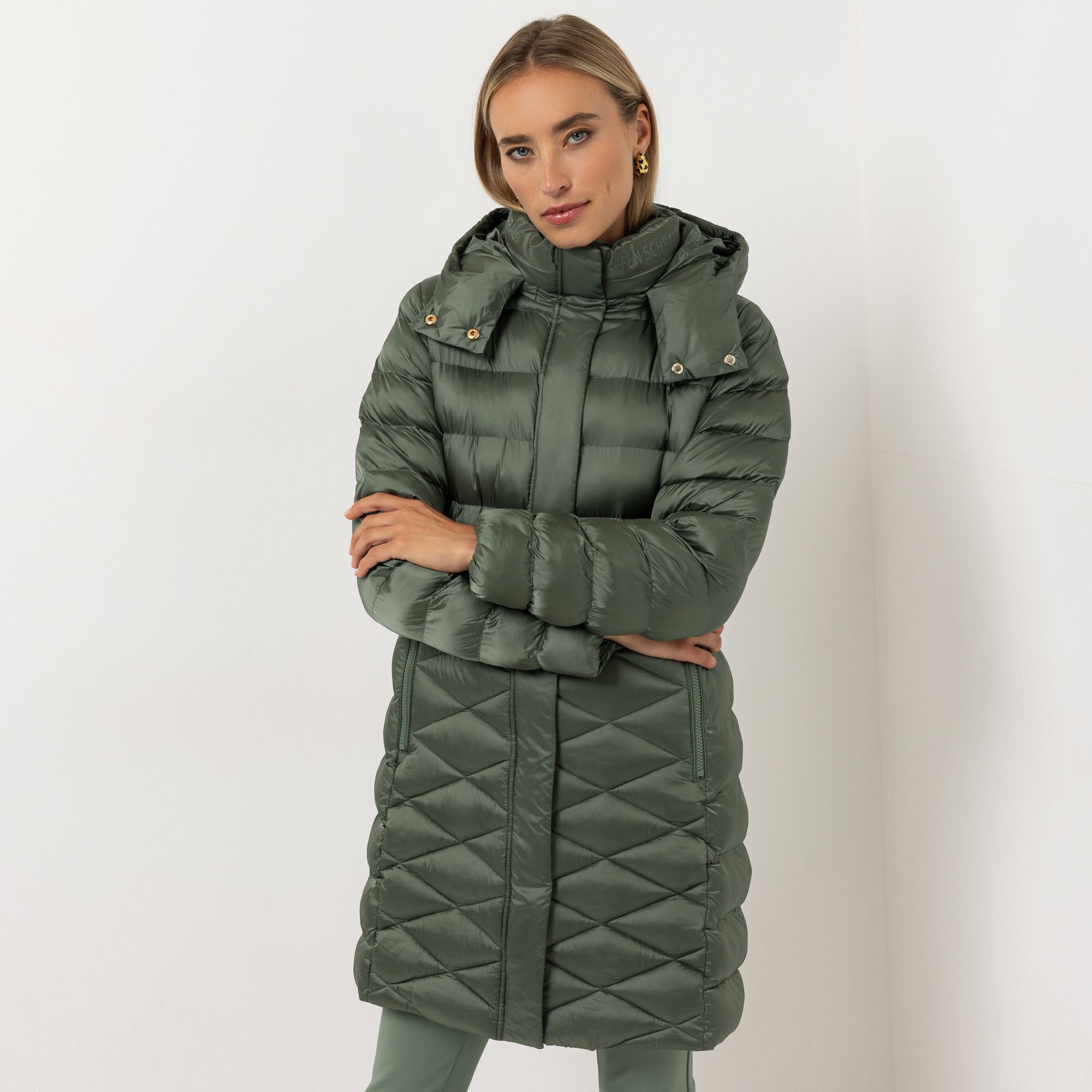 STEFFEN SCHRAUT Steppmantel abnehmbare Kapuze Reißverschlusstaschen figurumspielend