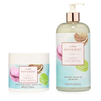 M.ASAM® Sweet Macaron Duschgel 750ml, Körperpeeling 600g