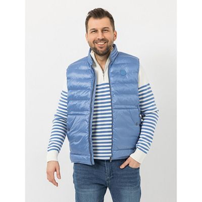 STRANDFEIN Menswear Steppweste Stehkragen Eingrifftaschen Logo-Badge