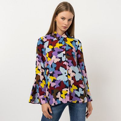 STEFFEN SCHRAUT Bluse Capri Hemdkragen Ärmelriegel leger weit