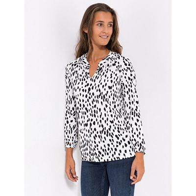 KIM & CO. Shirt, Langarm Brazil Knit Jersey gerüschter Ausschnitt figurumspielend