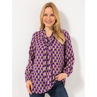 Thumbnail - DINE 'N' DANCE Bluse, 1/1-Arm Bindeband Allover-Muster leger weit
