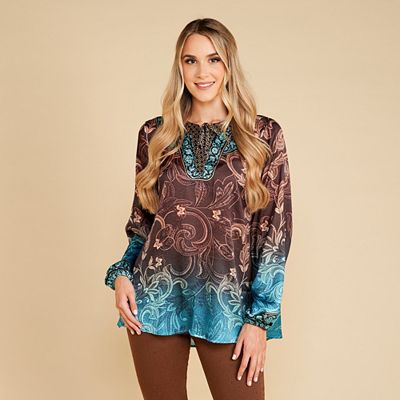 Thumbnail - SCHIFFHAUER MUNICH® Bluse, 1/1 Arm V-Ausschnitt Bänder zum Binden leger weit