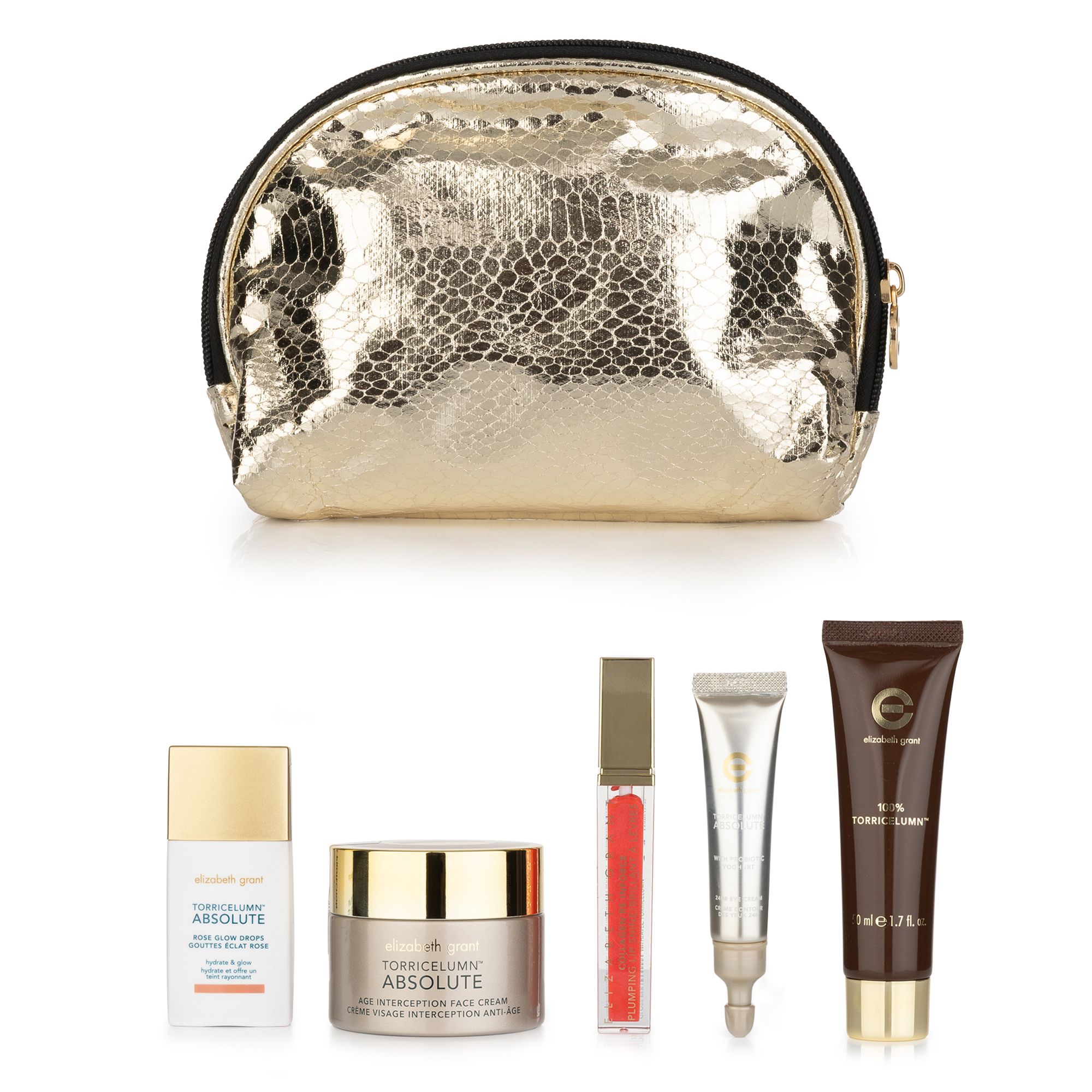ELIZABETH GRANT Torricelumn™ Absolute Set mit spannenden Produkten 5tlg. und Kosmetiktasche