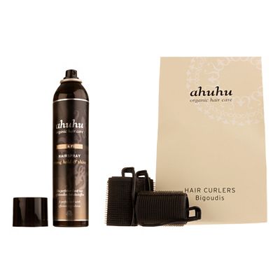 ahuhu organic hair care Hairspray 300ml & 20 Hair Curlers + 10 Klammer