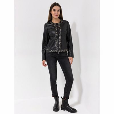 DINE 'N' DANCE Jacke Lederoptik Nietendetails figurbetont