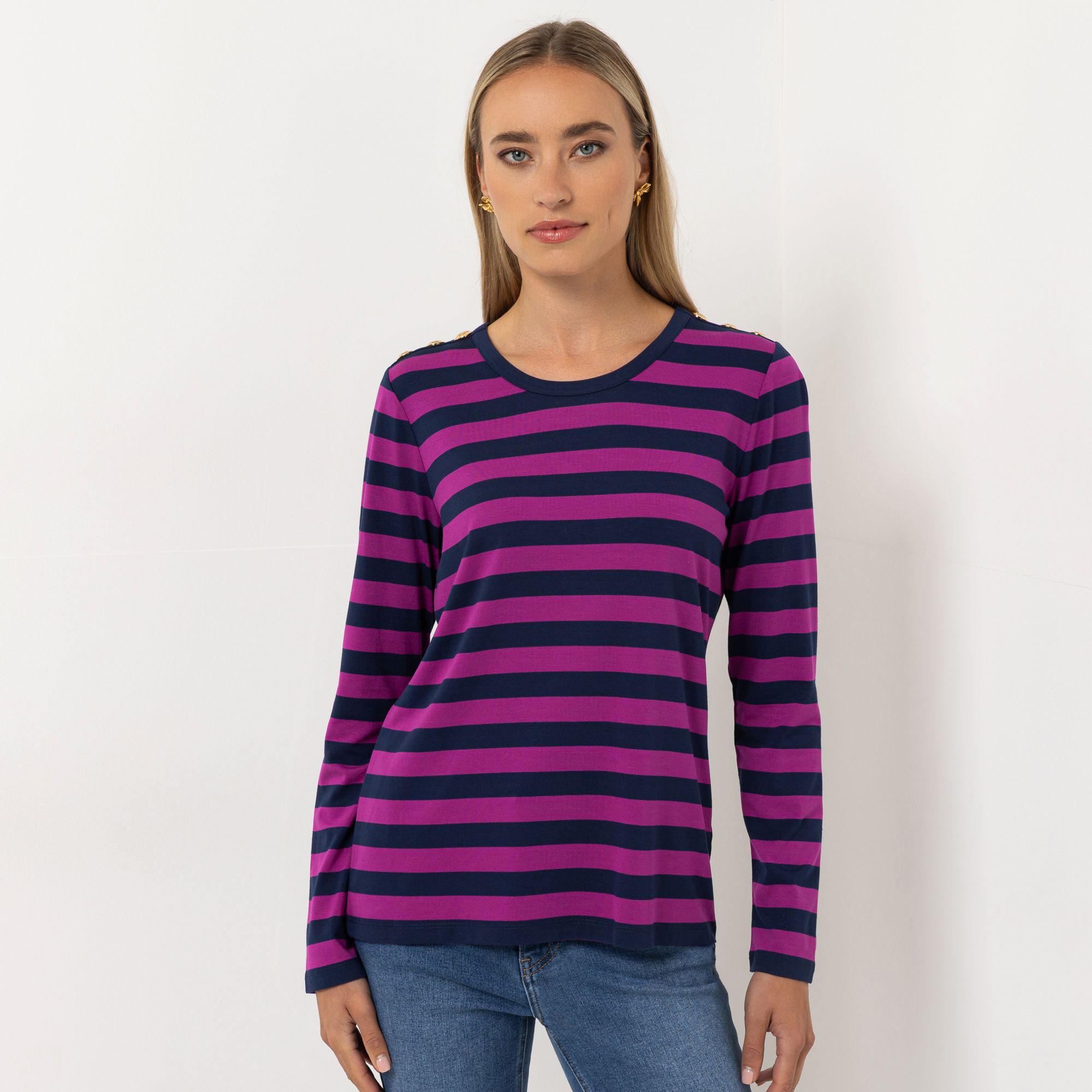 STEFFEN SCHRAUT Shirt 1/1-Arm gestreift Schmucknieten figurumspielend