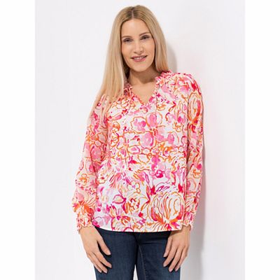 DINE 'N' DANCE Bluse, 1/1-Arm Materialmix Rüschendetails leger weit
