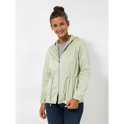 EVA LUTZ Jacke, Kapuze Veloursleder-Optik Reißverschluss Eingrifftaschen