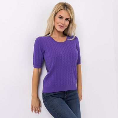 ANNI FOR FRIENDS Pullover, 1/2-Arm Rundhalsausschnitt Struktur-Strick figurbetont
