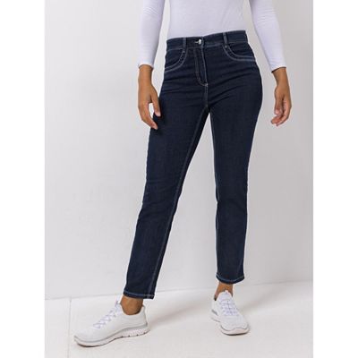 EVA LUTZ Jeanshose 5-Pocket-Style mit Tuch schmale Form
