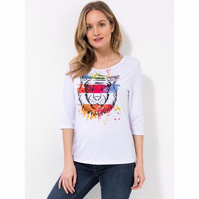 DINE 'N' DANCE Shirt, 1/2-Arm Rundhalsausschnitt platzierter Druck figurumspielend