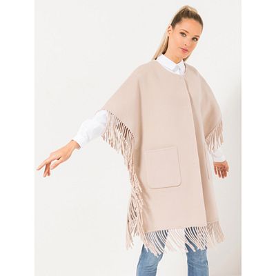 STEFFEN SCHRAUT Wollmantel Druckknöpfe Fransen Oversize - leger weit