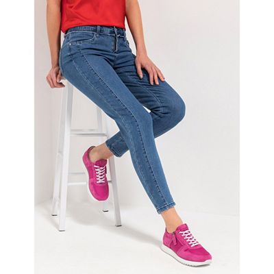 STEFFEN SCHRAUT Jeans, knöchellang Bund mit Fransen Seitennaht sehr schmales Bein