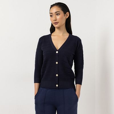 STEFFEN SCHRAUT Cardigan, 3/4 Arm V-Ausschnitt Strukturstrick figurumspielend