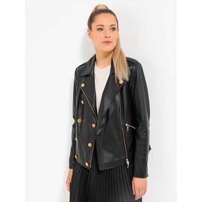 STEFFEN SCHRAUT Lederjacke Lammnappa Zier-Knöpfe figurbetont