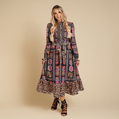Thumbnail - SCHIFFHAUER MUNICH® Kleid, Stehkragen Rüsche am Saum Bindegürtel figurumspielend