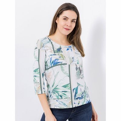 Thumbnail - DINE 'N' DANCE Shirt, 3/4-Arm Rundhalsausschnitt Allover-Druck figurumspielend