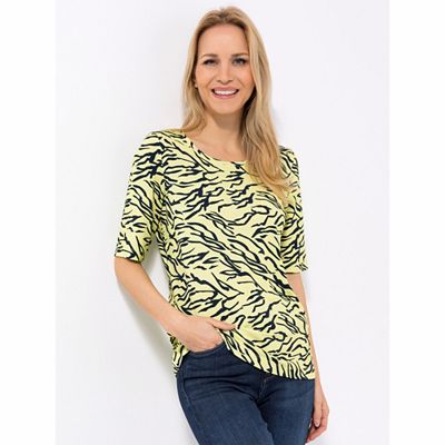 EVA LUTZ Shirt, langer 1/2-Arm Rundhalsausschnitt mit ECOVERO Viskose figurumspielend
