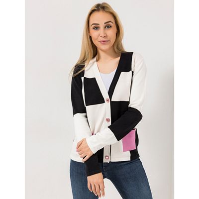ICONIC by Marina Hoermanseder Cardigan, 1/1-Arm Schachbrettmuster figurumspielend