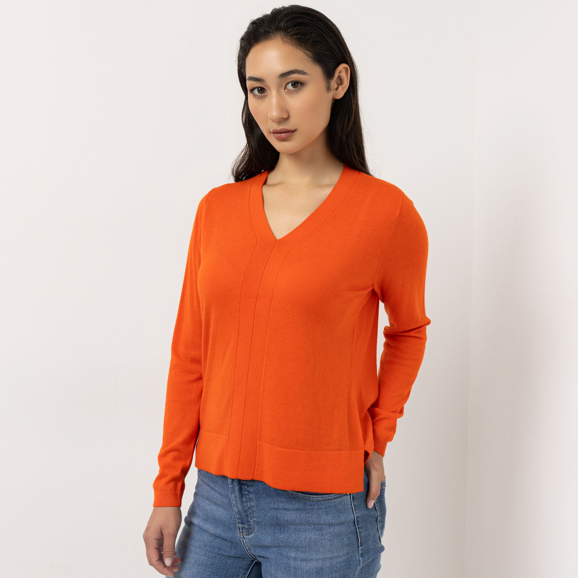 STEFFEN SCHRAUT Pullover V-Ausschnitt Seitennahtschlitz figurumspielend