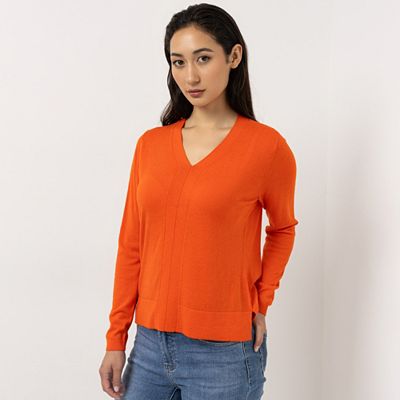 STEFFEN SCHRAUT Pullover V-Ausschnitt Seitennahtschlitz figurumspielend