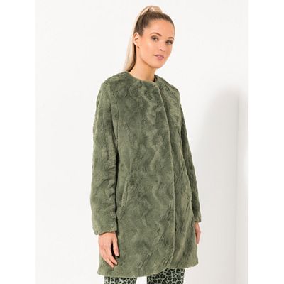 STEFFEN SCHRAUT Webpelzmantel Zermatt Knöpfe, bedrucktes Innenfutter figurumspielend