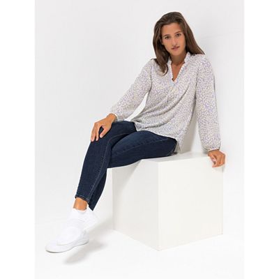 Thumbnail - ICONIC by Marina Hoermanseder Bluse, 1/1-Arm Allover-Druck leger weit