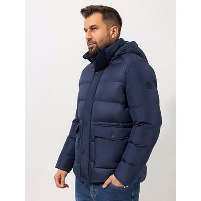 STRANDFEIN Menswear Steppjacke Stehkragen abnehmbare Kapuze Kontrastfutter