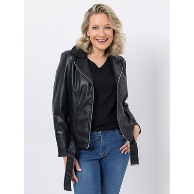 KILIAN KERNER SENSES Jacke in Lederoptik Gürtel mit Schnalle Reißverschlussdetail figurumspielend