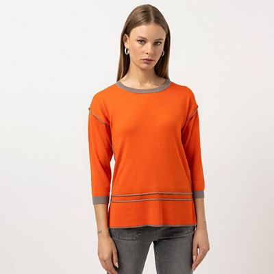 Thumbnail - STEFFEN SCHRAUT Strickpullover Rundhalsausschnitt Kontrastdetails figurumspielend