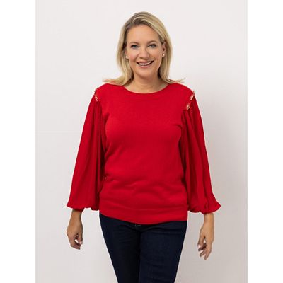 Thumbnail - KILIAN KERNER SENSES Pullover, Langarm Materialmix mit Kuss-Applikation figurumspielend