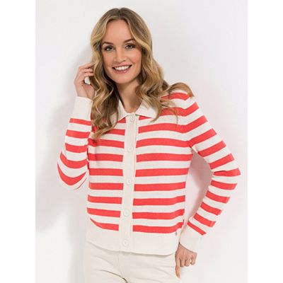 STRANDFEIN Cardigan Polokragen kurze Form figurumspielend