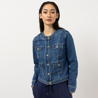 STEFFEN SCHRAUT Jeansjacke Rundhalsausschnitt aufgesetzte Taschen figurumspielend