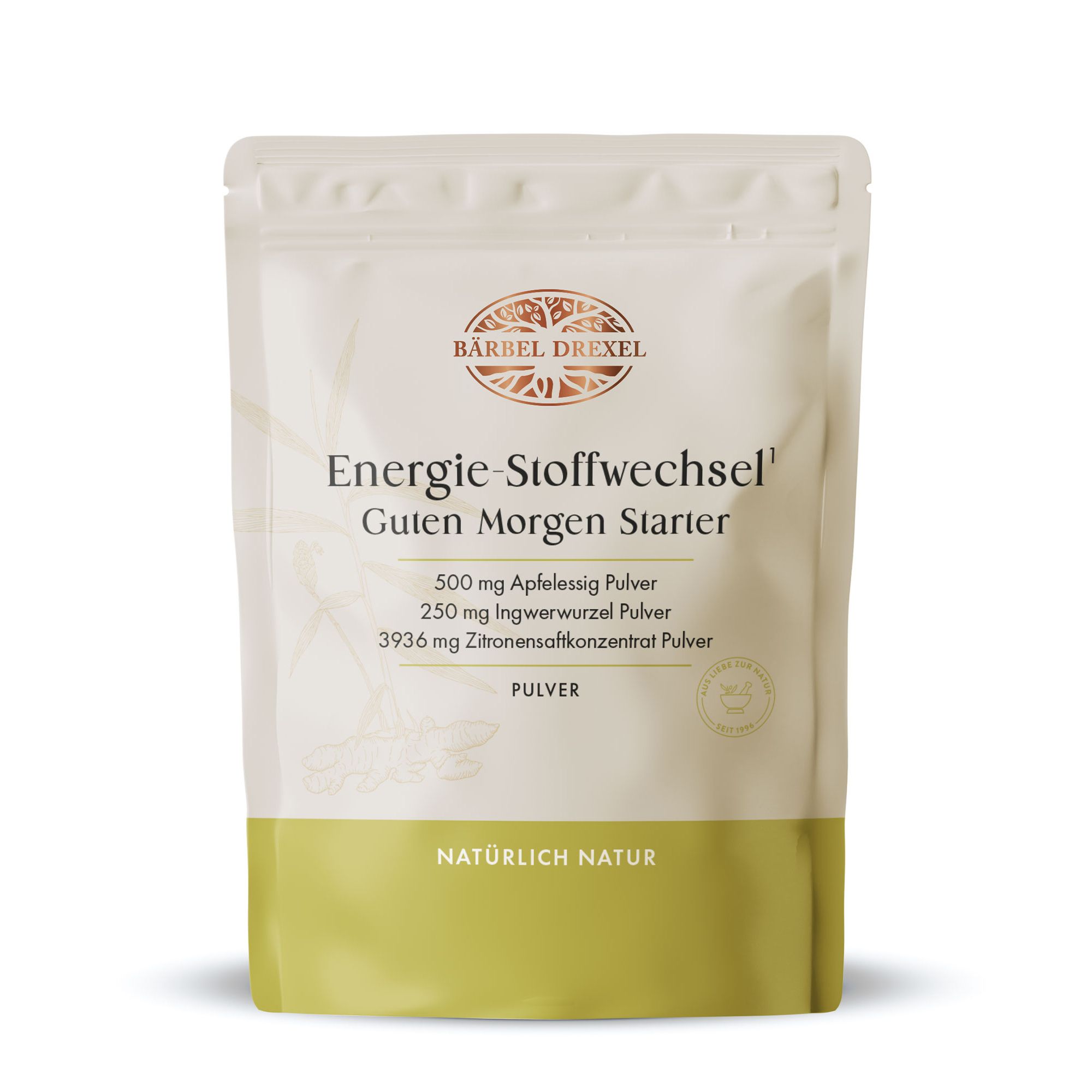BÄRBEL DREXEL Energie-Stoffwechsel Morgen Starterpulver mit Ingwer & Zitrone 150g für 30 Tage