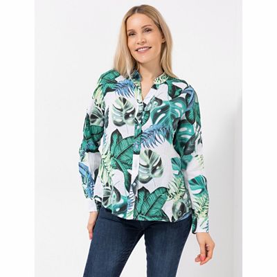 Thumbnail - DINE 'N' DANCE Bluse Frida 1/1-Arm, Leinen Ärmelriegel leger weit