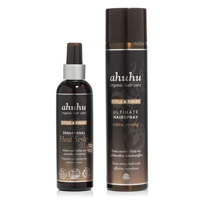 ahuhu organic hair care Style & Finish Heat Styler 200ml & Hairspray 300ml