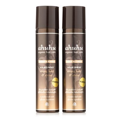 ahuhu organic hair care strong hold & shine Hairspray mit Biotin 2x300ml