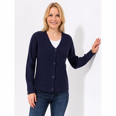 EVA LUTZ Cardigan Knopfleiste V-Ausschnitt figurbetont