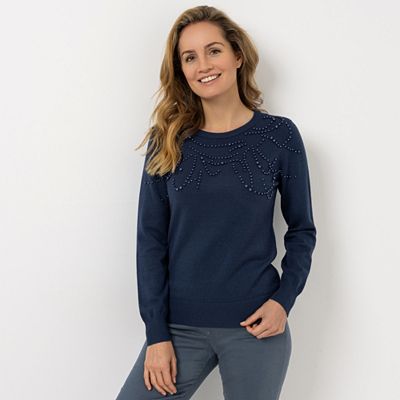Thumbnail - DAWID by Dawid Tomaszewski Pullover mit Perlendetail figurumspielend