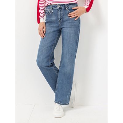 STRANDFEIN Jeanshose lange Form Logo-Herzanhänger gerades Bein