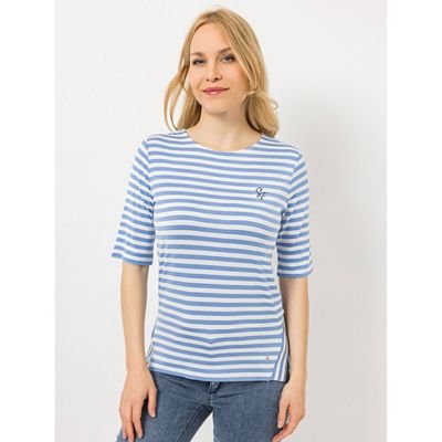 Thumbnail - STRANDFEIN Streifenshirt,1/2-Arm Rundhalsausschnitt Logostickerei Seitenschlitze