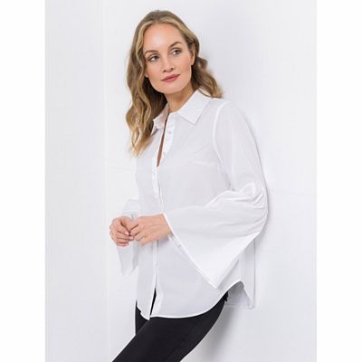 KILIAN KERNER SENSES Bluse, Langarm Trompetenärmel gerundeter Saum figurumspielend