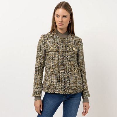 STEFFEN SCHRAUT Blazer Bouclé-Optik Schmuckknöpfe figurumspielend