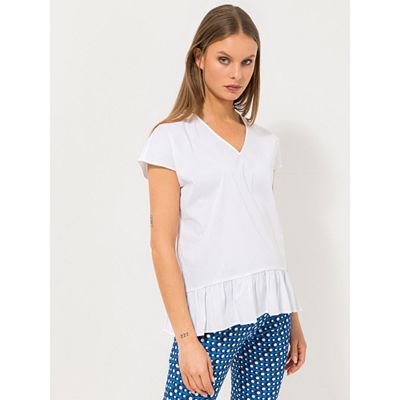 STEFFEN SCHRAUT Bluse, 1/2-Arm V-Ausschnitt Volantabschluss figurumspielend